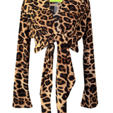 Safari - Brown Leopard Cropped Shirt