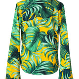 Jungle – Monstera Yellow Cropped Shirt