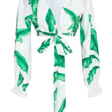 Jungle - White Palm Crop Top (Off-White)