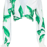 Jungle - White Palm Crop Top (Off-White)