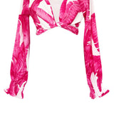 Jungle - Pink Palm Crop Top (Off-White)