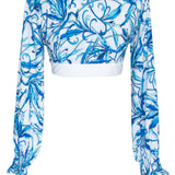 Tropics - Royal Blue Crop Top (Off-White)