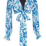 Tropics - Royal Blue Crop Top (Off-White)