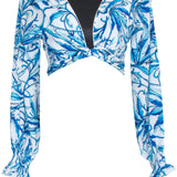 Tropics - Royal Blue Crop Top (Off-White)