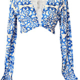 Siciliana - Azzurro Flow Crop Top (Off-White)