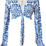 Siciliana - Azzurro Flow Crop Top (Off-White)