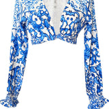 Siciliana - Blu Sicilia Crop Top (Off-White)