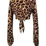 Safari - Brown Leopard Cropped Blouse (Black)
