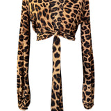 Safari - Brown Leopard Cropped Blouse (Black)