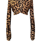 Safari - Brown Leopard Cropped Blouse (Black)