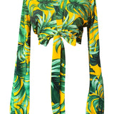 Jungle - Monstera Yellow Cropped Blouse