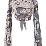 Jungle - Grey Willow Cropped Blouse (Grey)