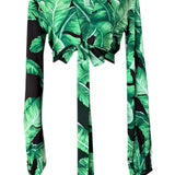 Jungle - Black Palm Cropped Blouse (Black)