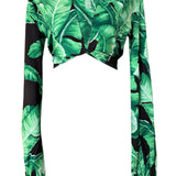 Jungle - Black Palm Cropped Blouse (Black)