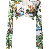 Tropics - Jaguar Cropped Blouse (Off-White)