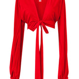 Monochrome - Red Cropped Blouse