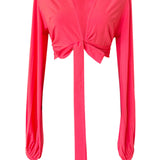 Monochrome - Raspberry Cropped Blouse