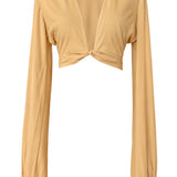Monochrome - Beige Cropped Blouse