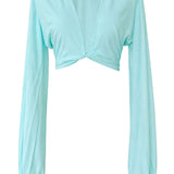 Monochrome - Azure Cropped Blouse
