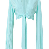 Monochrome - Azure Cropped Blouse