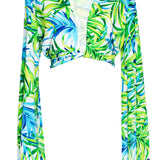 Euphoria - Paradise Palm Cropped Blouse (Off-White)