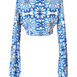 Siciliana - Azzurro Flow Cropped Blouse (Off-White)
