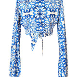 Siciliana - Azzurro Flow Cropped Blouse (Off-White)