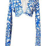 Siciliana - Blu Sicilia Cropped Blouse (Off-White)