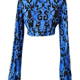 Siciliana - Barocco Azzurro Cropped Blouse (Black)