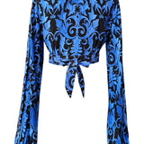 Siciliana - Barocco Azzurro Cropped Blouse (Black)