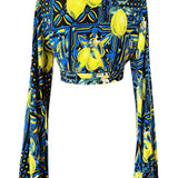 Siciliana - Limone Notte Cropped Blouse (Black)