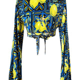 Siciliana - Limone Notte Cropped Blouse (Black)
