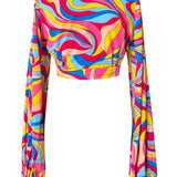 Riviera Vibrante - Capri Swirl Cropped Blouse (Pink)