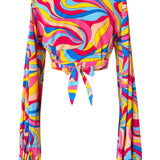 Riviera Vibrante - Capri Swirl Cropped Blouse (Pink)