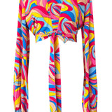 Riviera Vibrante - Capri Swirl Cropped Blouse (Pink)