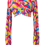 Riviera Vibrante - Capri Swirl Cropped Blouse (Pink)
