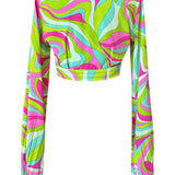 Riviera Vibrante - Lime Mare Cropped Blouse (Neon Green)