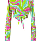 Riviera Vibrante - Lime Mare Cropped Blouse (Neon Green)