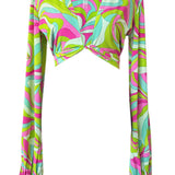 Riviera Vibrante - Lime Mare Cropped Blouse (Neon Green)