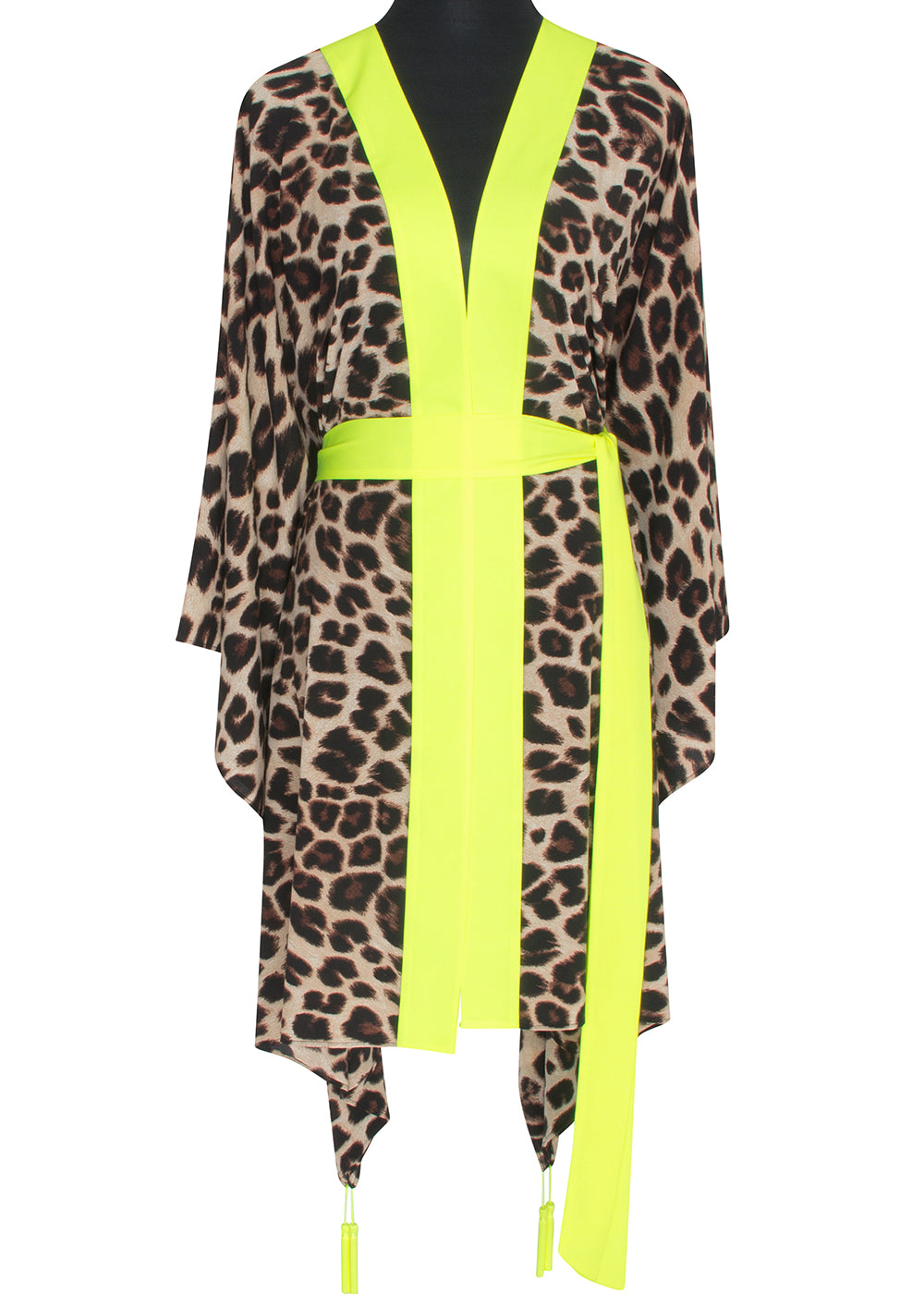 Safari - Brown Leopard Kimono Panther (Neon Yellow)