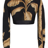 Jungle - Gold Palm Crop Top (Black)