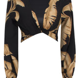 Jungle - Gold Palm Crop Top (Black)