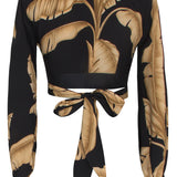 Jungle - Gold Palm Crop Top (Black)