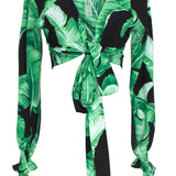 Jungle - Black Palm Crop Top (Black)