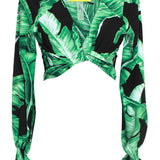 Jungle - Black Palm Crop Top (Black)
