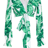 Jungle - Green Palm Crop Top (Off-White)