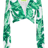 Jungle - Green Palm Crop Top (Off-White)