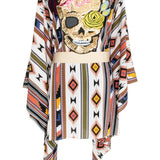 Boho - Orange Navajo Kimono Skull (Beige)