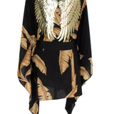 Jungle - Gold Palm Kimono (Black) - Short