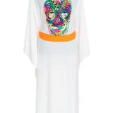 Monochrome - White Kimono Skull (Neon Orange)